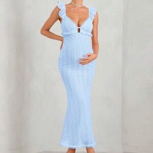 Elegant Blue Lace Maxi Dress - never worn